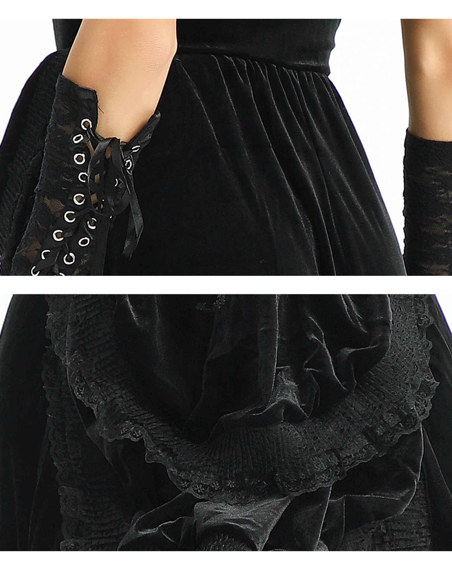 Gothic Punk Velvet Slip Dress Darkwear Halloween Cosplay Club Party Costume
